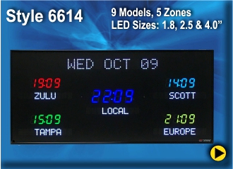 BRG Programmable Time Zone Clock, World Clock, Zulu Clock, Style 6614